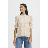 b.young B.YOUNG Dame Skjorte BYGABRIA Shirt BYMINI FLOWER OYSTER GRAY
