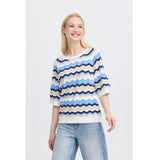 b.young B.YOUNG Dame Strik BYMMORLA Knit DELLA ROBBIA BLUE ZIG ZAG