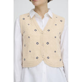 b.young B.YOUNG Dame Vest BYNADIKA Vest OYSTER GRAY GEOMETRIC EMB