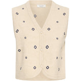 b.young B.YOUNG Dame Vest BYNADIKA Vest OYSTER GRAY GEOMETRIC EMB
