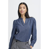 b.young B.Young dame bluse BYXKANTI Restudsalg Mid Blue Denim