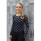 Liberté LIBERTÉ dame bluse MESH Blouse BLACK WHITE BIG DOT