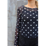 Liberté LIBERTÉ dame bluse MESH Blouse BLACK WHITE BIG DOT