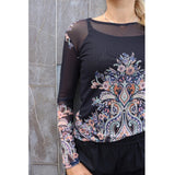 Liberté LIBERTÉ dame bluse MESH Blouse Black Paisley