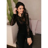 Liberté LIBERTÈ dame mesh LS Blouse Black Paisley