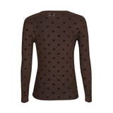 Liberté LIBERTÈ dame mesh LS Blouse DARK BROWN BIG DOT