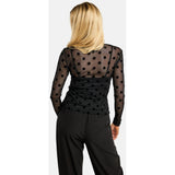 Liberté LIBERTÈ dame mesh LS Blouse black big dot