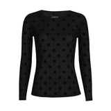 Liberté LIBERTÈ dame mesh LS Blouse black big dot
