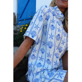 Liberté LIBERTÉ dame skjorte MIE Shirt CREME BLUE MUSSEL
