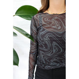 Liberté Liberte dame langærmet mesh top 4086 Top Grey twist