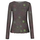 Liberté Liberte dame langærmet mesh top 4086 Top night sky multicolor