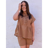 LULULIA Lululia Dame Top LUNoor 8254ALU Shirt Tabacco