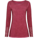 MARTA DU CHATEAU Marta Du Chateau dame bluse 11297 T-shirt long sleeves Bordeaux