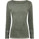 MARTA DU CHATEAU Marta Du Chateau dame bluse 11297 T-shirt long sleeves Military