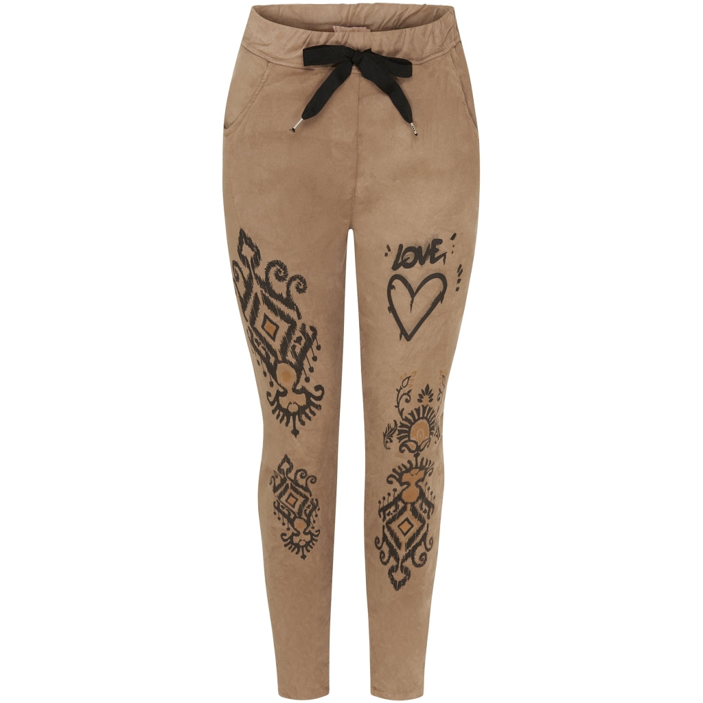 Brown Embroidered Leggings