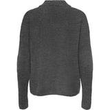 ONLY ONLY Dame Strik Polo ONLTALIO Knit Dark Grey Melange Detail:DTM Horn Button