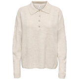 ONLY ONLY Dame Strik Polo ONLTALIO Knit Whitecap Gray Detail:Melange/DTM Horn Button