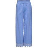 ONLY ONLY dame bukser ONLPAULA Pant Blue Bonnet BRIGHT WHITE EMB.