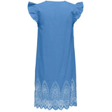 ONLY ONLY dame kjole ONLTULUM Dress LONG Blue Bonnet BRIGHT WHITE