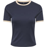 ONLY ONLY dame t-shirt ONLBINA T-shirt Night Sky Biscotfi contrast