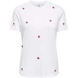 ONLY ONLY dame t-shirt ONLKETTY T-shirt bright white strawberry
