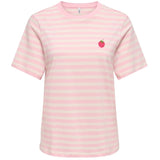ONLY ONLY dame t-shirt ONLLIVINA Top Rosy Touch Cloud dancer raspberry emb ches