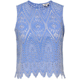 ONLY ONLY dame top ONLTULUM Top Blue Bonnet BRIGHT WHITE EMB.