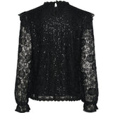 PIECES PIECES dame bluse PCOLLINE Restudsalg Black