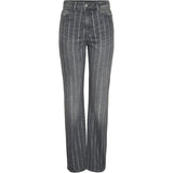 PIECES PIECES dame bukser PCSIFFI Restudsalg Grey Denim RHINESTONE