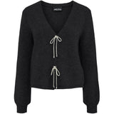 PIECES PIECES dame cardigan PCANNA Restudsalg Black Silver Glitter Bow