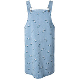 PIECES PIECES dame kjole PCFLORA Dress Light Blue Denim PINK FLOWER EMBROIDERY