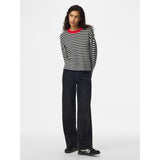 PIECES PIECES dame strik PCJASSY Knit Black CLOUD DANCER + HIGH RISK RED NECK