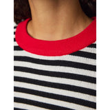 PIECES PIECES dame strik PCJASSY Knit Black CLOUD DANCER + HIGH RISK RED NECK