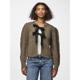 PIECES PIECES dame strik PCROW Restudsalg Morel Black woven bows