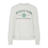 PIECES PIECES dame sweatshirt PCARINA Sweatshirt Light Grey Melange Green embroidery