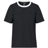 PIECES PIECES dame t-shirt PCRIA T-shirt Black contrast white
