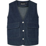 PIECES PIECES dame vest PCFABIA Restudsalg Dark Blue Denim