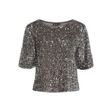 PIECES Pieces dame top PCKAM Restudsalg Morel Silver sequins