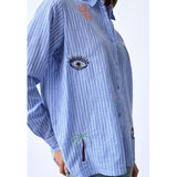 Sisters Point SISTERS POINT dame skjorte IBISA Shirt Blue Stripe Beach