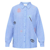 Sisters Point SISTERS POINT dame skjorte IBISA Shirt Blue Stripe Beach