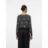 Vero Moda VERO MODA DAME STRIKTRØJE VMDOFFY Restudsalg Dark Grey Melange White Hearts