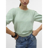Vero Moda VERO MODA Dame Pullover VMDoffy Knit Birds Egg Green MELANGE
