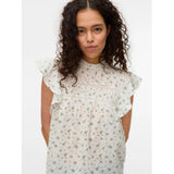 Vero Moda VERO MODA dame bluse VMTRINE Top Snow White Maguerite Blue Jasper