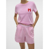 Vero Moda VERO MODA dame shorts VMCHARLOTTE Shorts Bonbon Stripes Fiery red/cloud dancer