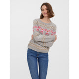 Vero Moda Vero Moda dame strik VMCANDYCANE Knit Ash W. MELANGE + SNOW WHITE+CHINESE RED+HOT PINK+G