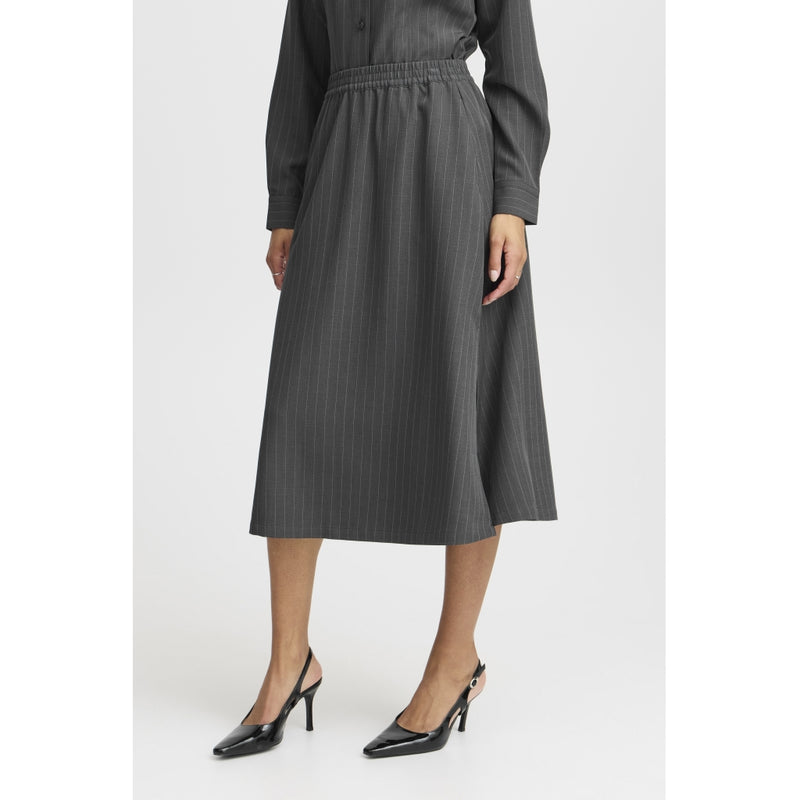 b.young B.YOUNG dame nederdel BYMIDDE Skirt Dark Grey Mel. Pinstripe Mix