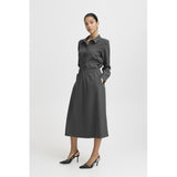 b.young B.YOUNG dame nederdel BYMIDDE Skirt Dark Grey Mel. Pinstripe Mix