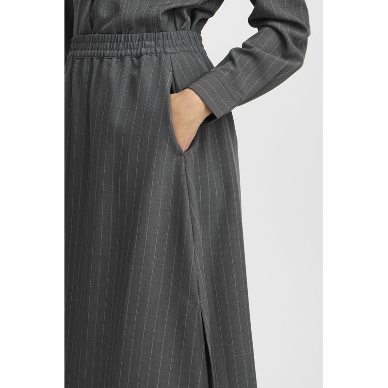 b.young B.YOUNG dame nederdel BYMIDDE Skirt Dark Grey Mel. Pinstripe Mix