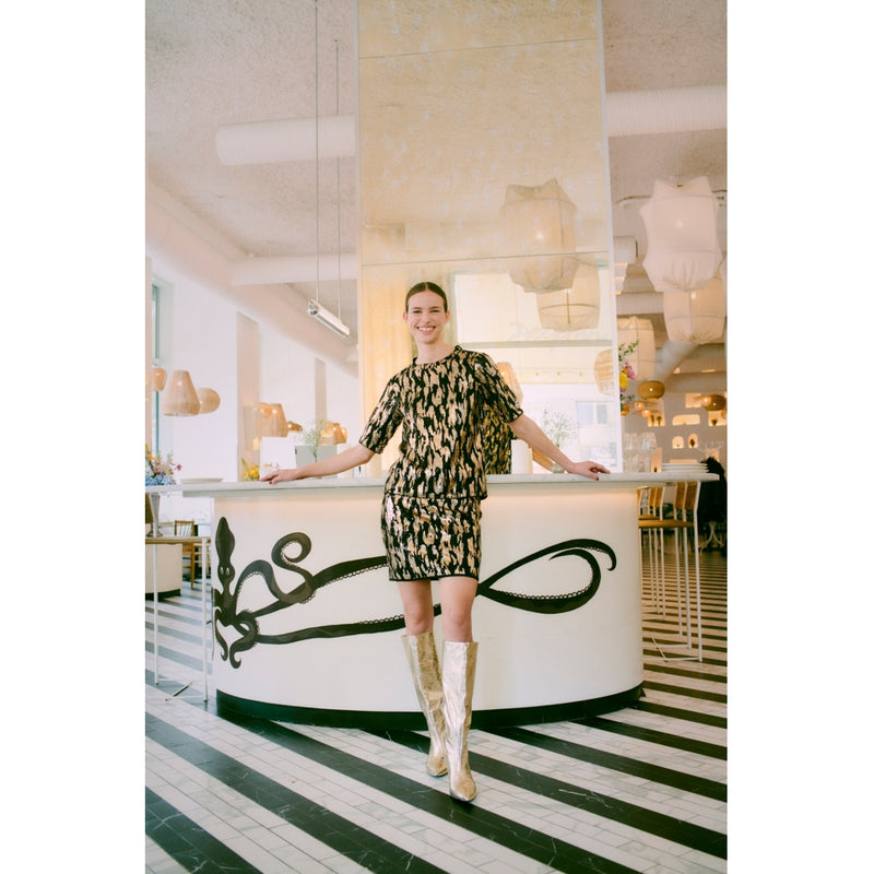 b.young B.YOUNG dame nederdel BYREI Skirt Gold Abstract Mix