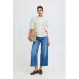 b.young B.YOUNG dame skjorte BYFFION Shirt WHITE BLUE BLUEBERRIES